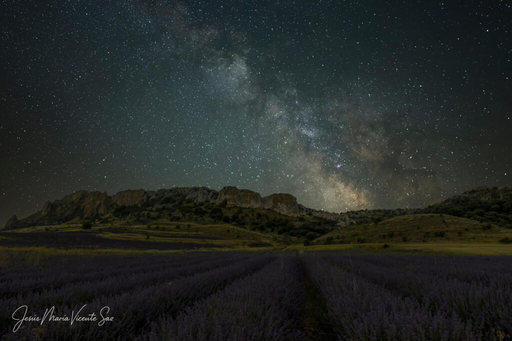 Vía Láctea sobre campos de lavanda